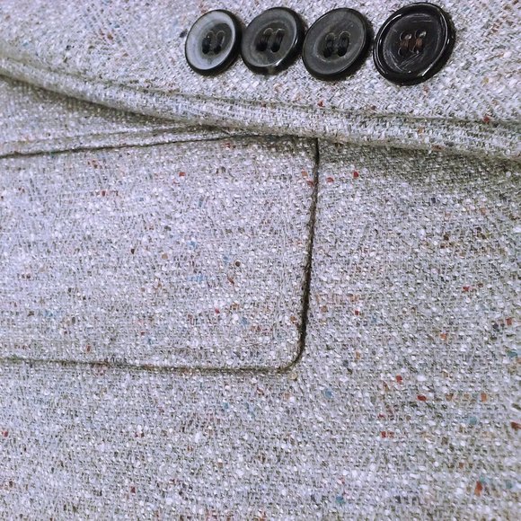 Vintage 60s Silk Blazer Bel-Air Clothes USA-Made Sport Coat -44R Pockets Silvery - Picture 7 of 11